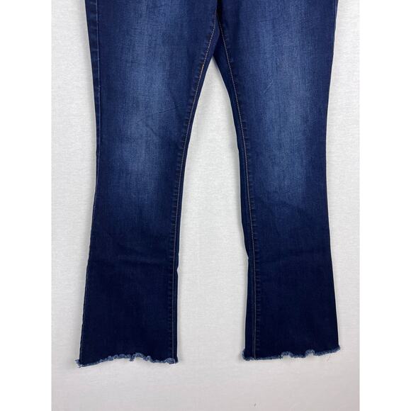 Kancan Jeans Anna Low Rise Boot Cut Dark Frayed Stretch Denim Boho Fall Casual - Picture 4 of 8